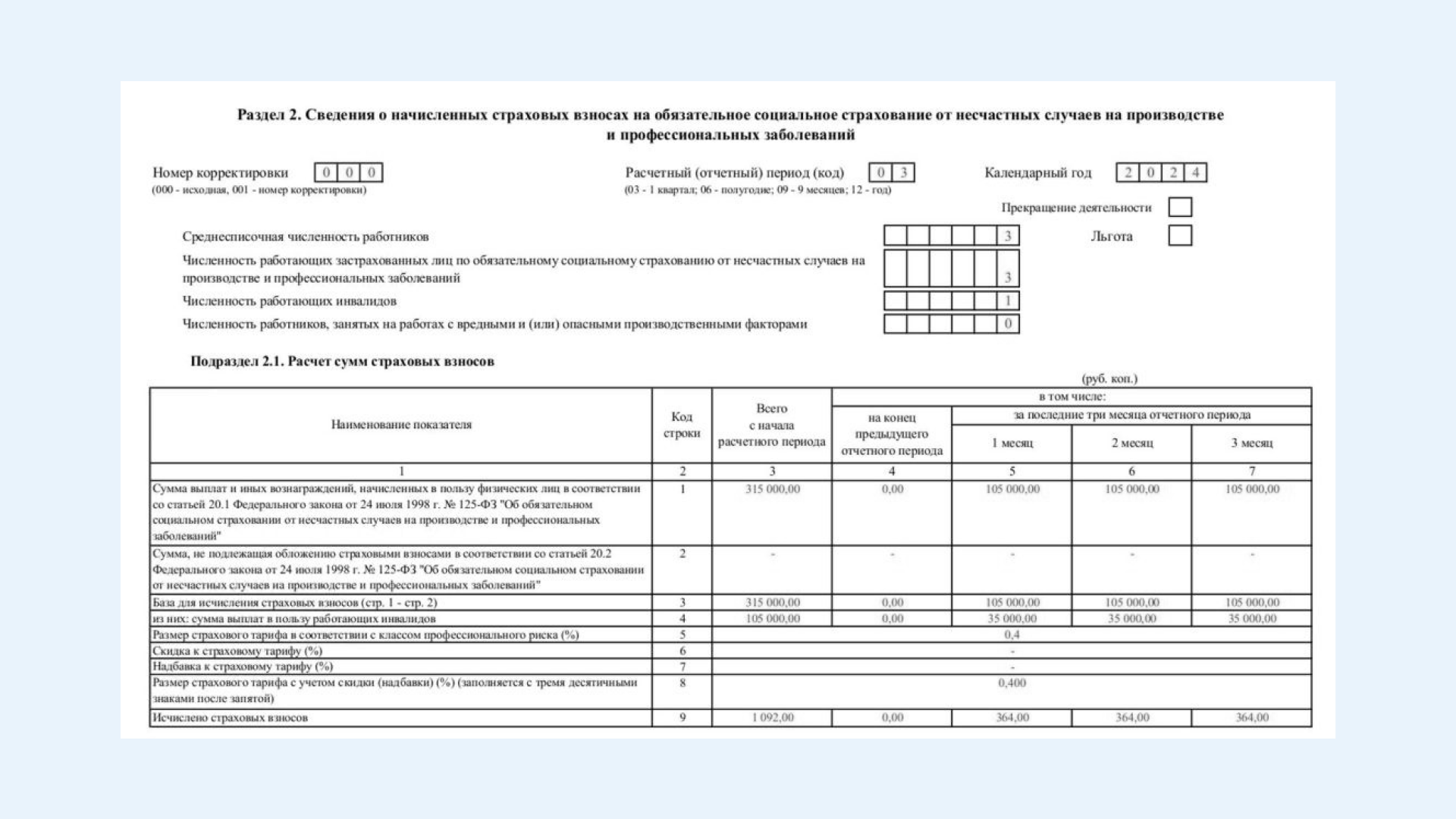 Заполнение и сдача раздела 2 ЕФС-1 за I квартал 2024